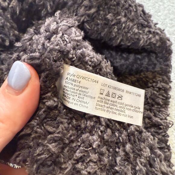 Barefoot Dreams NWT CozyChic Pom Pom Beanie Scarf Set Espresso Cocoa Dark Brown - Picture 7 of 10